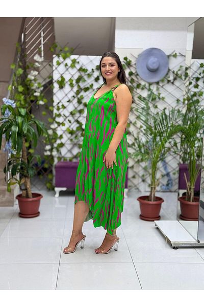 Punta Otantik Hln14015 Viscose Helin Dress with Ring Shoulder Strap