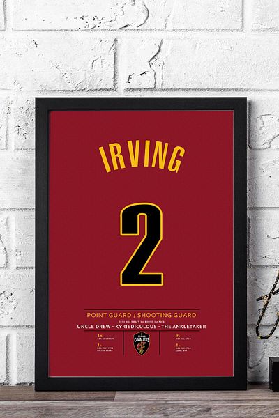 Saturn Kyrie Irving Jersey Framed Painting - Nba Cleveland Cavaliers Jersey