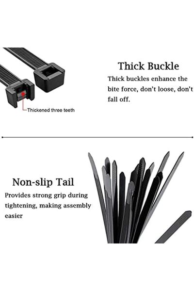 Yuwell YU WELL ECRAB Cable Zip Ties Heavy Duty 12 Inch 100 Pack, ECRAB UV Resistant 120 Pounds Strong Nylon