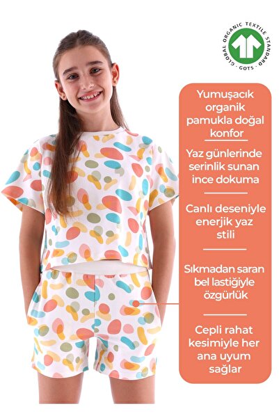 Ozmoz By Mukadder Özden Organic Colorful Summer Girl's Shorts
