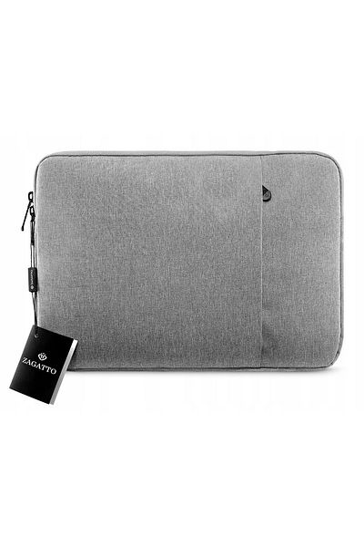 zagatto Husă pentru laptop 13–14”, gri deschis, impermeabilă, buzunar frontal, compatibilă cu MacBook, 35,5x26x2 cm, ZG81