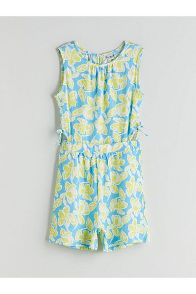 LC Waikiki Blue Crew Neck Girl's Jumpsuit