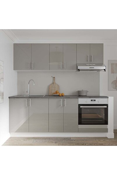 haaus.ro Haaus Karo Oven Cabinet, Glossy Grey/White, MDF, 60 x 50 x 80 cm