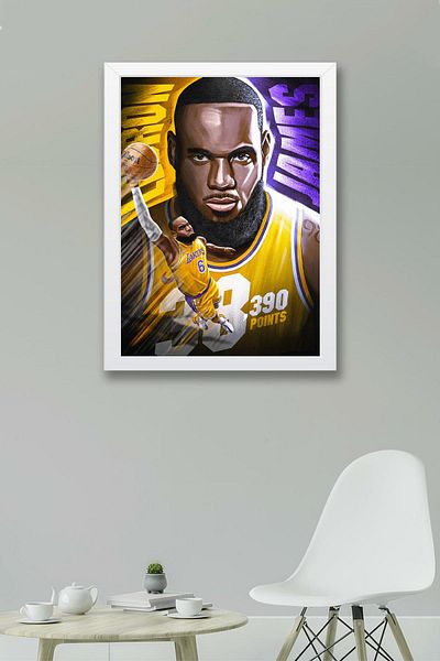 Saturn Pictură înrămată de LeBron James - Pictură poster NBA de baschet