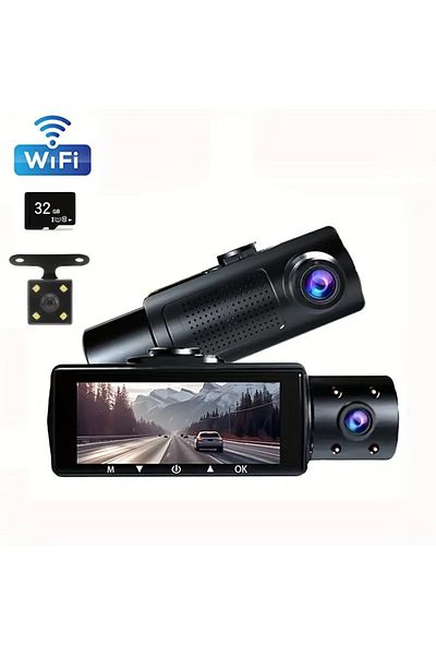 Baideluo Full HD1080P Car Dash Camera,Night Vision,Front,R&In View,Recording&Real Time Display with Mount