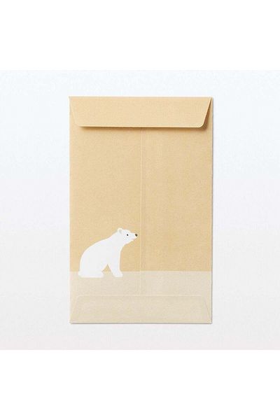 Muji Bamboo Paper Petit Envelope Polar Bear, 3 pcs