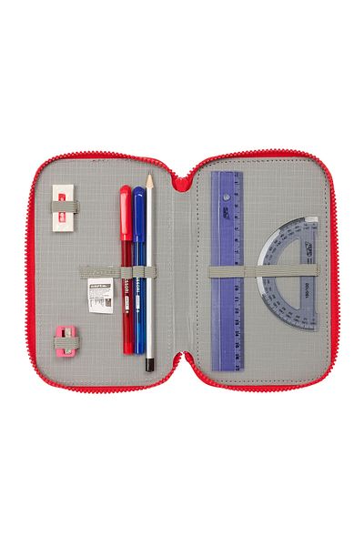 Aigner Parfums Triple pencil case, Atlético Madrid, red, 36 pieces