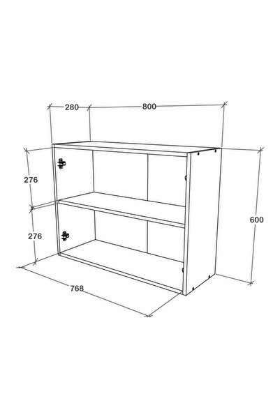 haaus.ro Upper cabinet haaus Karo, 2 Doors, with glass, Glossy Grey/White, MDF, 80 x 30 x 60 cm