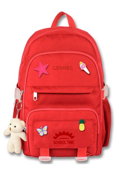 ÜMİT ÇANTA Cennec Multi-Compartment Girl's Red Primary School and Daily Backpack - 5075