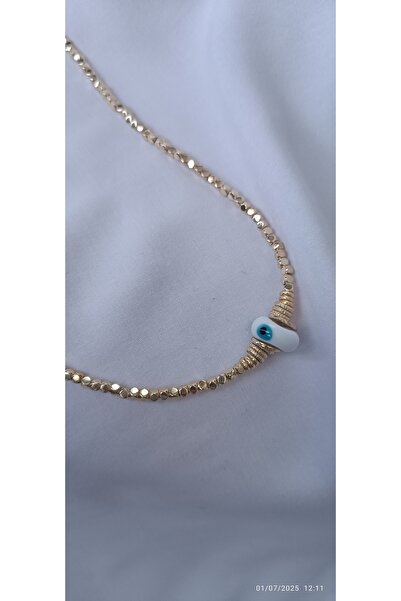 ARİ TAKI قلادة دوريكا ذهبية مطرزة بالخرز الأبيض