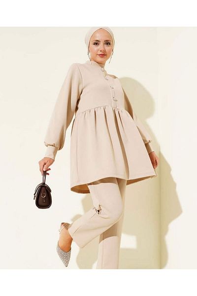 modasindoma Women's Skirt Ruffled Double Suit