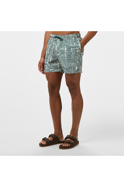 Nautica Erkek Yeşil Regular Fit Desenli Deniz Şortu