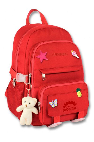 ÜMİT ÇANTA Cennec Multi-Compartment Girl's Red Primary School and Daily Backpack - 5075