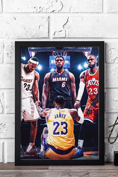 Saturn Lebron James Framed Painting - Basketball Nba Poster Painting