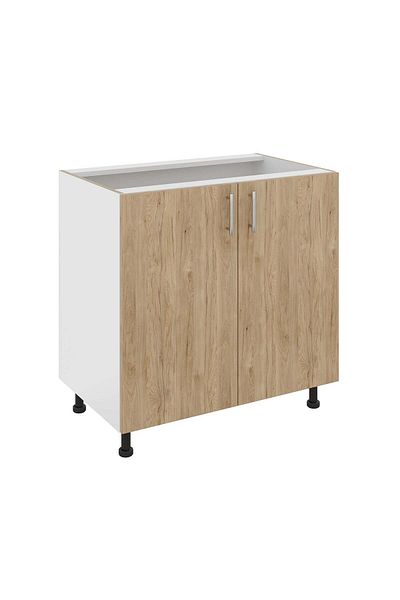 haaus.ro Corp Baza haaus Karo, 2 Usi, Lemn Natural/Alb, 80 x 50 x 80 cm