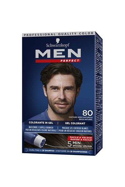 Castaner Ammonia-free gel hair dye, Schwarzkopf Men Perfect N80, black brown