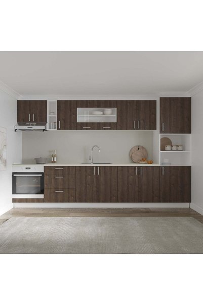haaus.ro Set Bucatarie Karo V31, Stejar Bronz/Alb, Blat Thermo 28 mm, L 340 cm