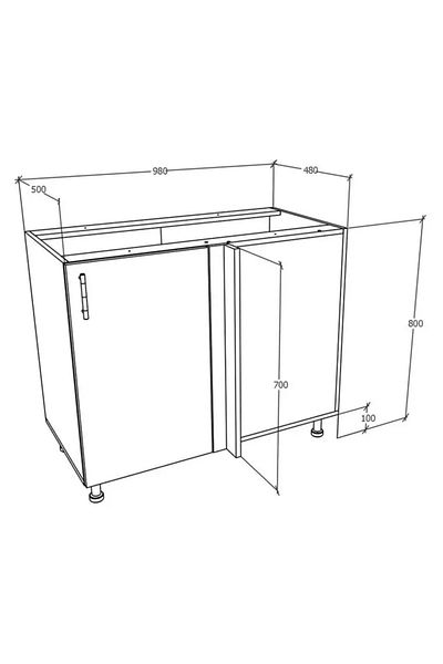 haaus.ro Corner Base Cabinet haaus Karo, Bronze/White Oak, 98 x 50 x 80 cm