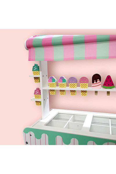 HSM Wooden Ice Cream Cart for Kids, Fun and Educational Toy