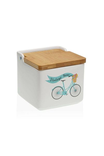 sliquid Versa Bicycle Salt Shaker with Lid Ceramic Dolomite 12.2 x 11.5 x 12.2 cm