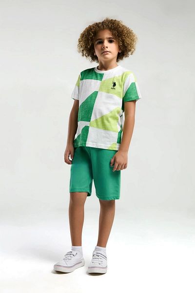 U.S. Polo Assn. Boy's bermuda set - pine green