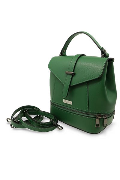 BESSO Dinamica Urbana Green Genuine Leather Backpack