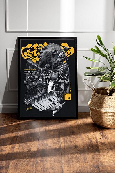 Saturn Lebron James Framed Painting - Basketball Nba Poster Painting