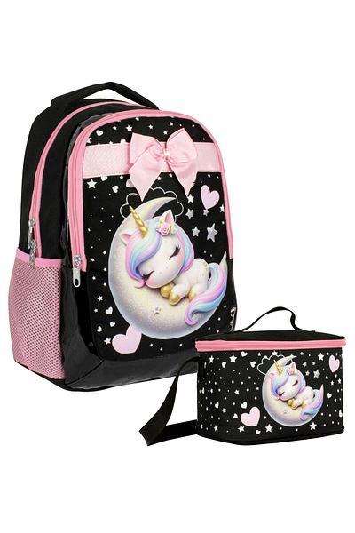 Cennec Set de nutriție și geantă dublă pentru fete cu model Sleepy Unicorn - SETUMT5060B