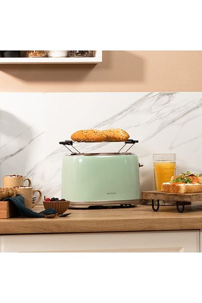 CECOTEC Prăjitor de pâine vertical, Cecotec Toast&Taste 1000 Retro, verde