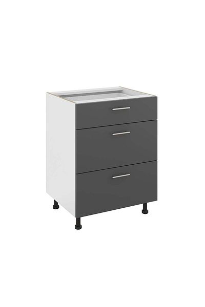 haaus.ro Haaus Karo Base Cabinet, 3 Drawers, Anthracite/White, 60 x 50 x 80 cm
