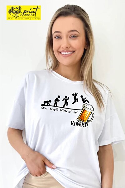 Funny Gift Tricou cu maneca scurta unisex, Funny Saptamana de Munca si Bere