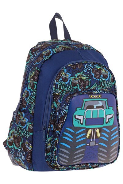 KAUKKO Kids Three-Eye (Boy) School Backpack (Truck Detailed) - L5261