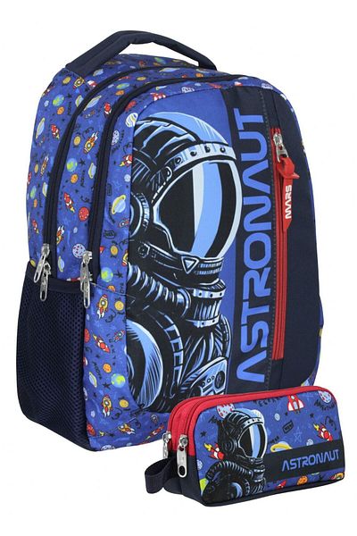 Cennec Set rucsac și suport pentru stilou UMT5006+UMT5008 (albastru bleumarin - astronaut - băiat)