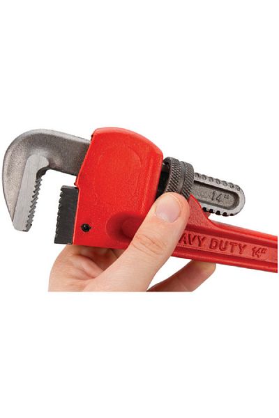 Performance Tool Precision Milled Drop Forged Steel Pipe Wrench Red and Silver 14inch