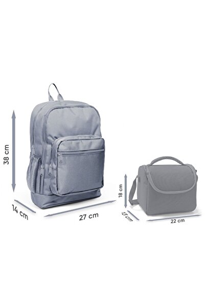 Coral High Erkek Çocuklar İçin Dayanıklı İkili İlk Okul Çanta Seti - Lacivert Yeşil Renkli Çizgili