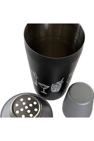 DKR HOME DECOR DKD Home Decor cocktail shaker, stainless steel, black-silver