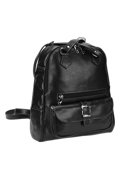 Magazinul de genti Women's backpack/bag made of soft natural leather, model 194, Matte black