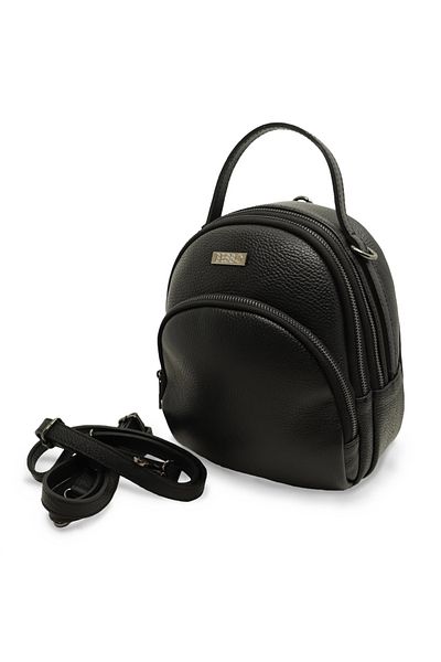 BESSO Essenza Pocket Genuine Leather Backpack Black
