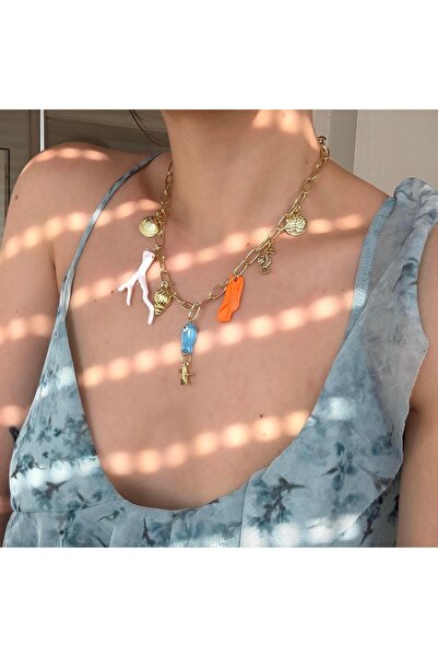 Alice İsstanbul Steel Murano Fish Charm Necklace