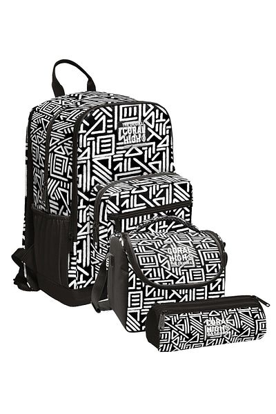 Coral High Primary and Secondary School School Bag Trio - Boys, Black and White Geometric Shapes