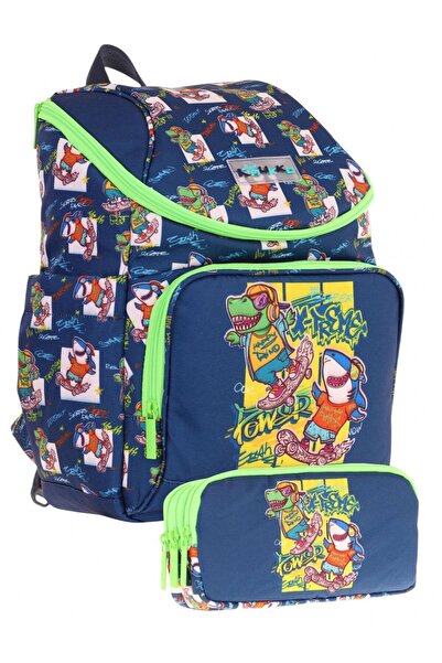 KAUKKO Σετ σχολική τσάντα και μολυβοθήκη για αγόρια με θέμα το Navy Blue Gree...