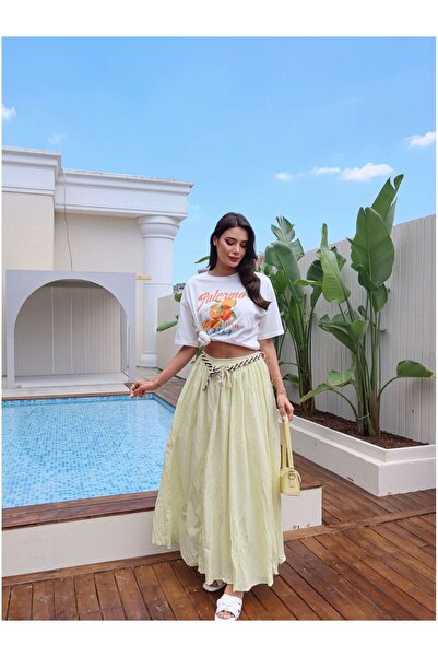 ESRAHELVACI Fusta pliată cu centură tricotată