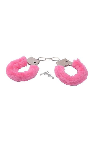 toyz4lovers Faux fur handcuffs, adjustable model with keys, pink