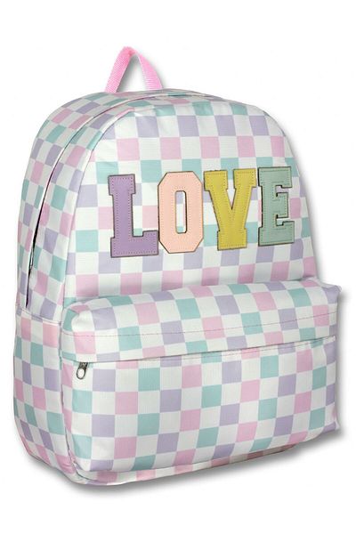 ÜMİT ÇANTA Hope Bag Purple Green Color Love Printed School Bag for Girls - 5084 - Leather Love Written