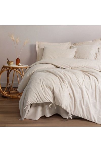 Cotton Box Linen and cotton bed linen with embroidery, Cotton Box, Esmira Beige