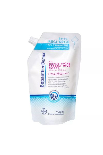 Bepanthen Cremă de corp Derma, efect reparator și hidratant bogat împotriva pielii foarte uscate, 400 ml