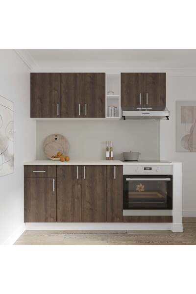 haaus.ro Set Bucatarie Karo V9, Stejar Bronz/Alb, Blat Thermo 28 mm, L 180 cm