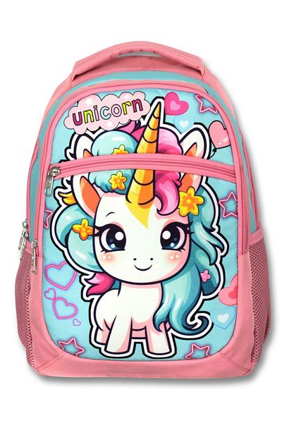 ÜMİT ÇANTA Ümit Çanta Three-Eyed Girl's Primary School Bag - Baby Unicorn - Pink Turquoise - 5048