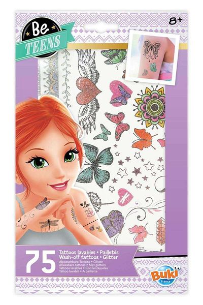 Buki France Set Tatuaje Temporare, 75 modele, pentru fete, 2 coli