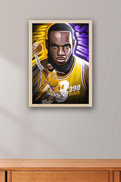Saturn Lebron James Framed Painting - Basketball Nba Poster Painting